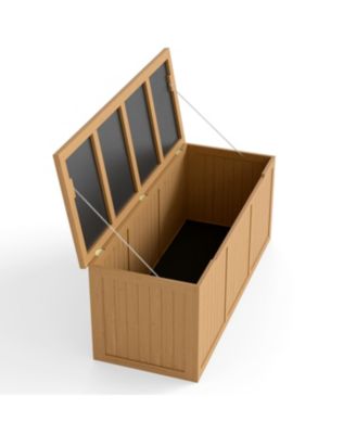 Streamdale 112 Gallon Wooden Deck Box - Outdoor Storage, Seat & Table Top