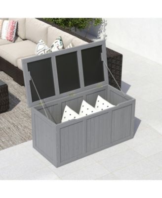 67 Gallon Wooden Deck Box - Outdoor Storage, Seat & Table Top