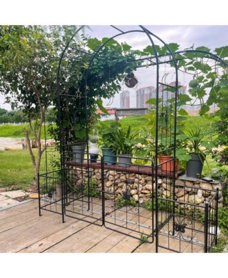 Metal Garden Arch Arbor Trellis with Gate - 7.15ft