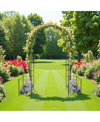 Streamdale Garden Arch Arbor Trellis - Metal Outdoor Wedding Arch - 7.15ft Black