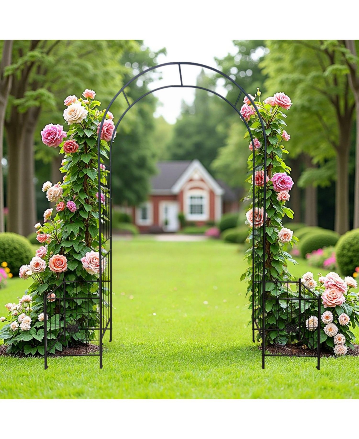 Streamdale Garden Arch Arbor Trellis - Metal Outdoor Wedding Arch - 7.15ft Black
