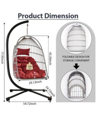 Streamdale Outdoor Wicker Swing Egg Chair with Stand - Red