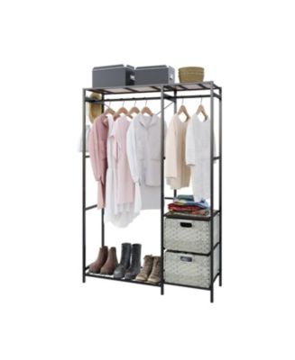 Streamdale Furniture Acacia Wood Garment Rack with Shelves, Drawers ...