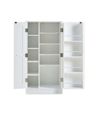 White Kitchen Pantry Cabinet with Adjustable Shelves