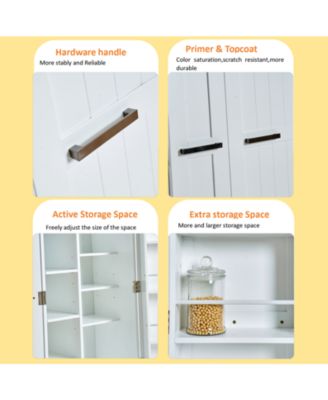 White Kitchen Pantry Cabinet with Adjustable Shelves