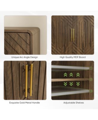 Carved 2-Door Sideboard Buffet Cabinet with Adjustable Shelves