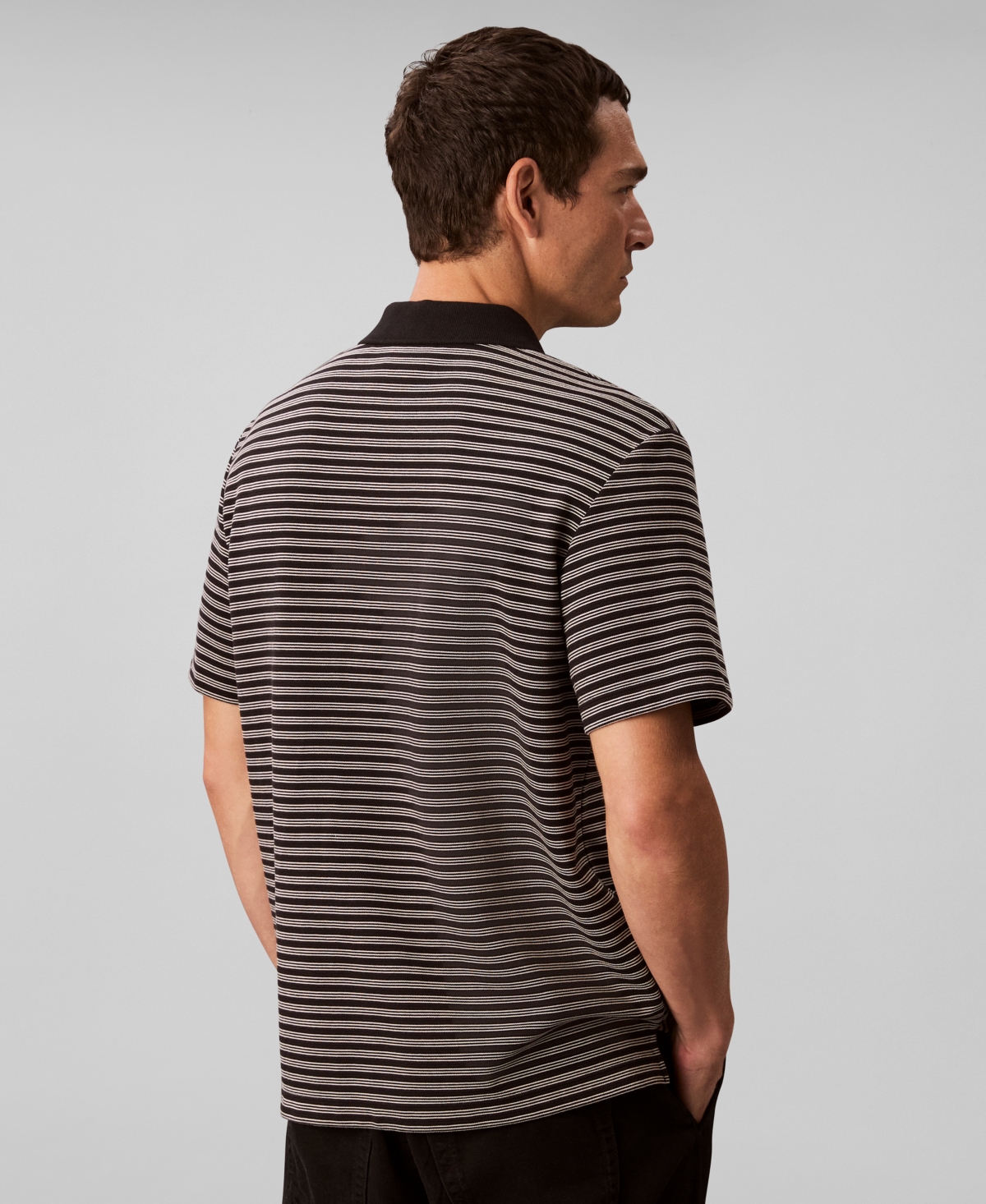 Calvin Klein Men's Ottoman Stripe Polo Shirt In Brown