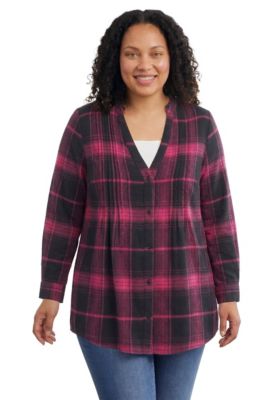 Plus Size Flannel Tunic With Layered Look