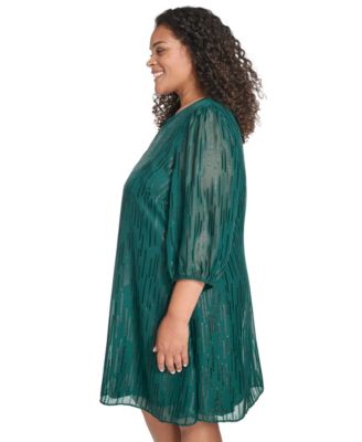 Plus Size 3/4-Sleeve Shift Dress