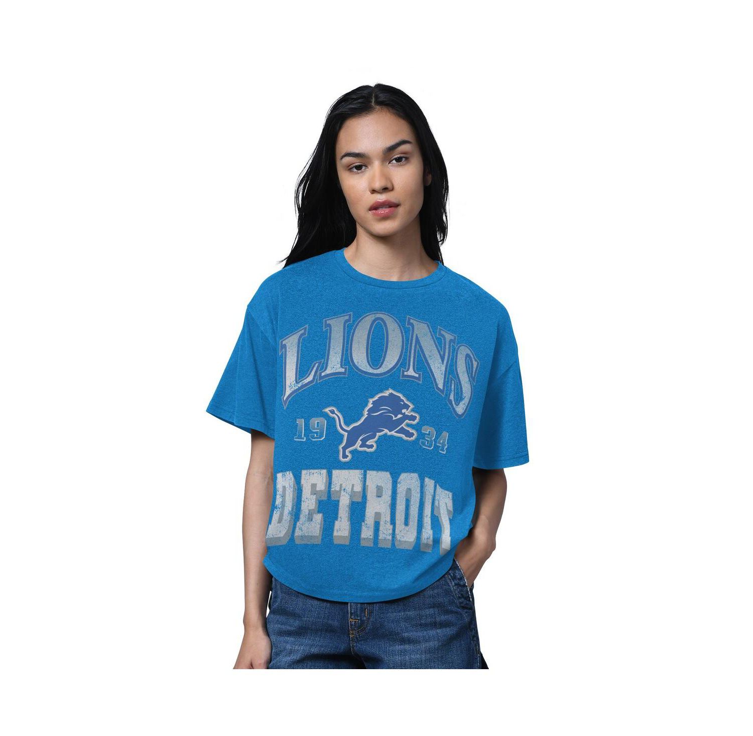 Women's Heather Blue Detroit Lions Oversized Hall of Fame T-Shirt