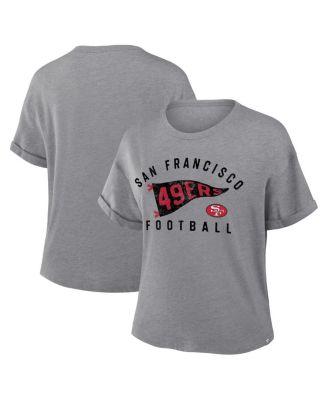 Fanatics - Women's Heather Gray San Francisco 49ers Pennant Wave Tribute Tri-Blend Boxy T-Shirt