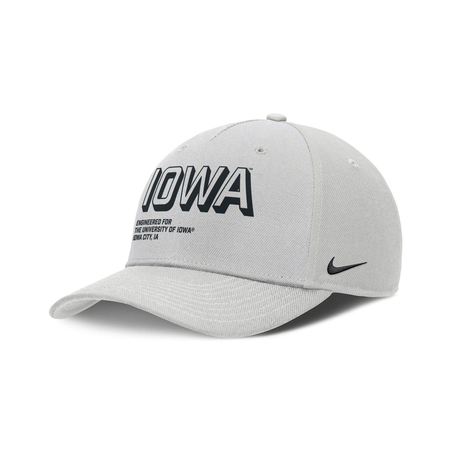 Мужская кепка Nike Gray Iowa Hawkeyes 2025 Sideline Dust Pinched Rise Adjustable Hat — фото 1
