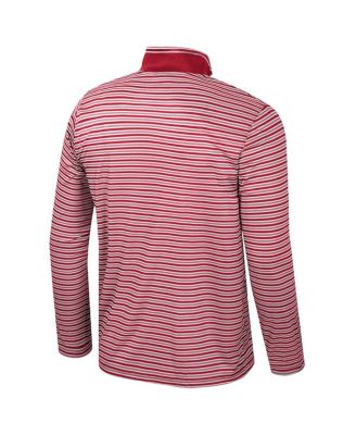 Men's Cardinal Arkansas Razorbacks Striped Quarter-Zip Sweatshirt