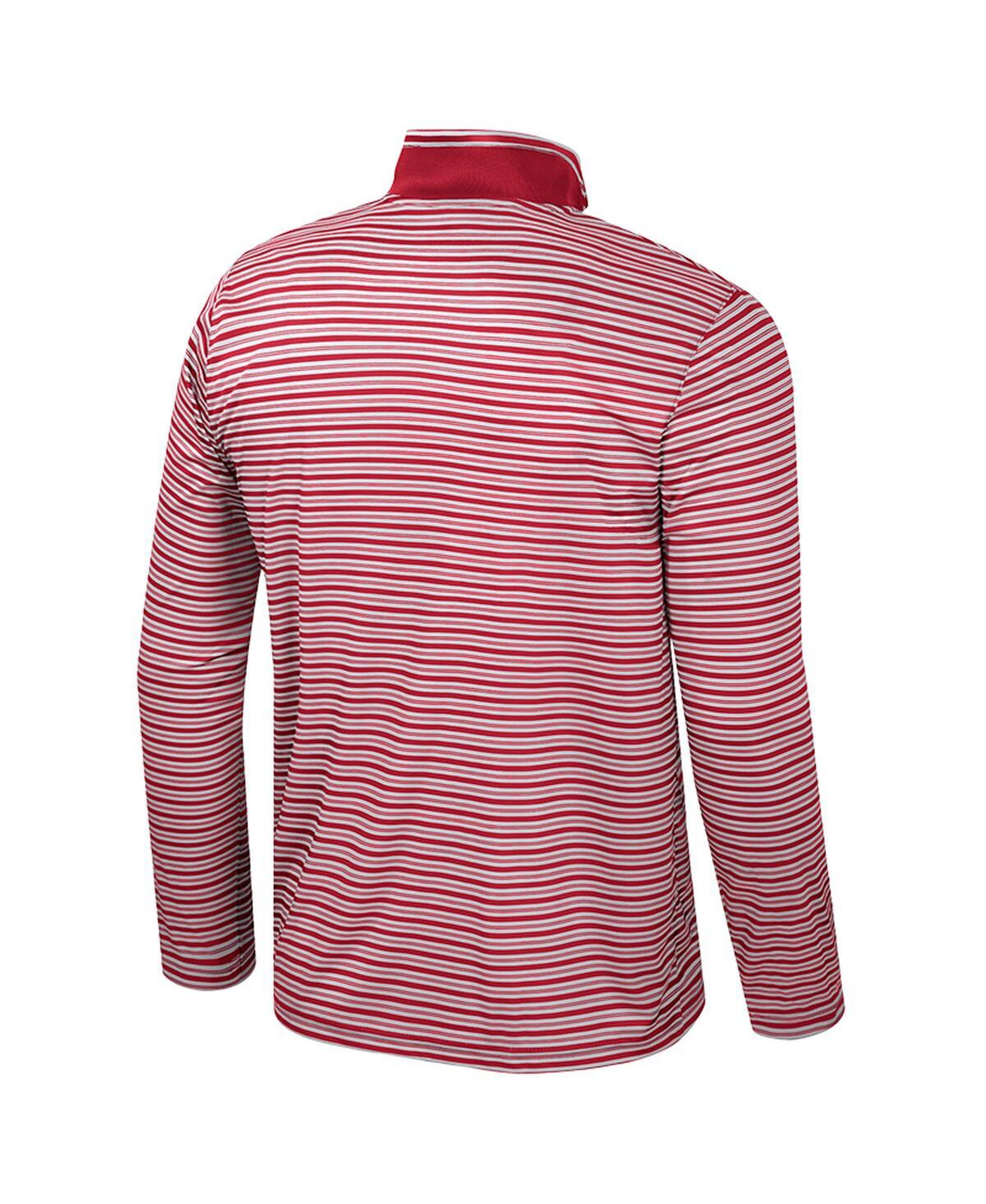 Colosseum Men's Cardinal Arkansas Razorbacks Striped Quarter-zip Sweatshirt In Multi