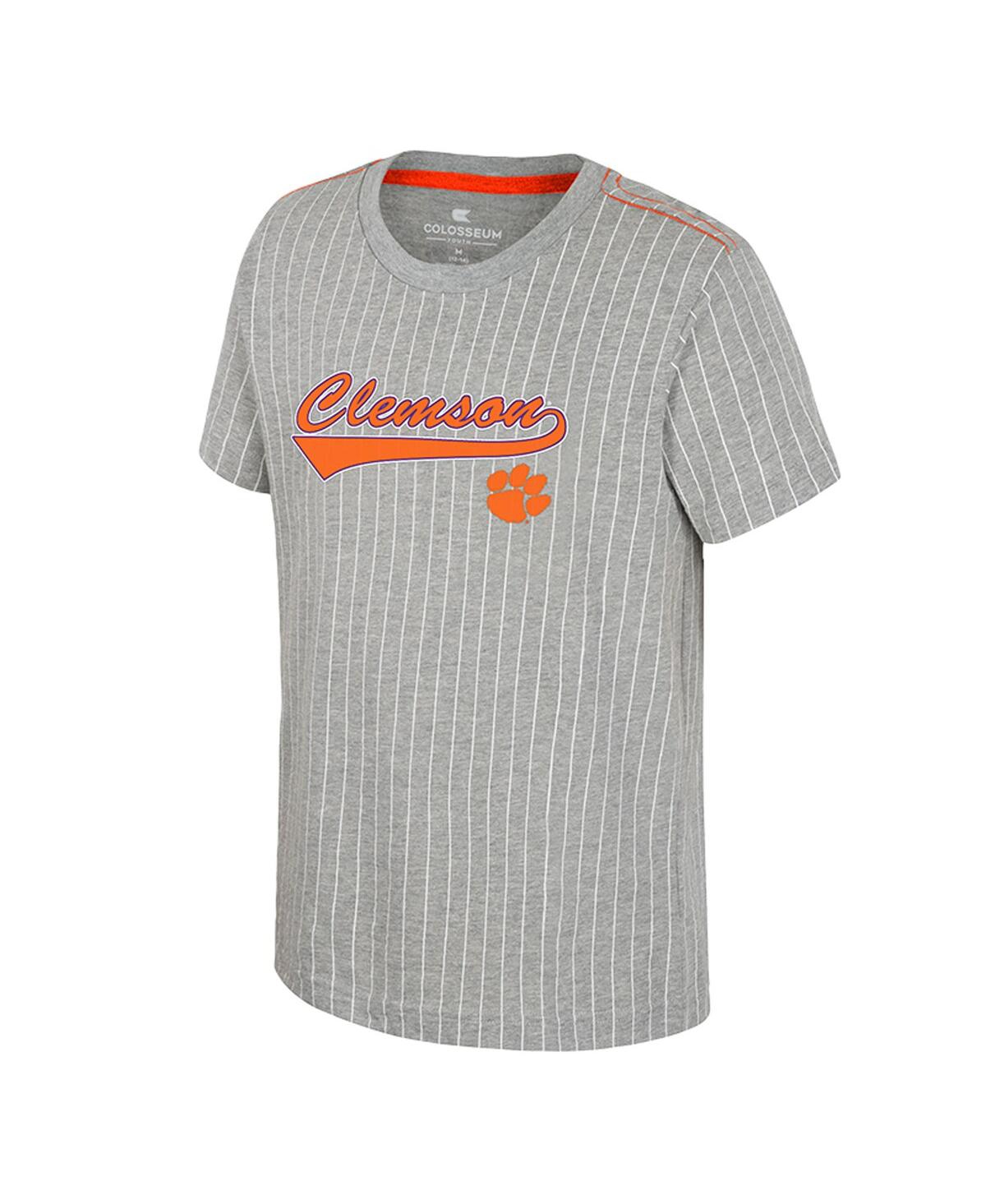 Colosseum Big Boys And Girlsâ Heather Gray Clemson Tigers Airball Baseball T-shirt In Gray