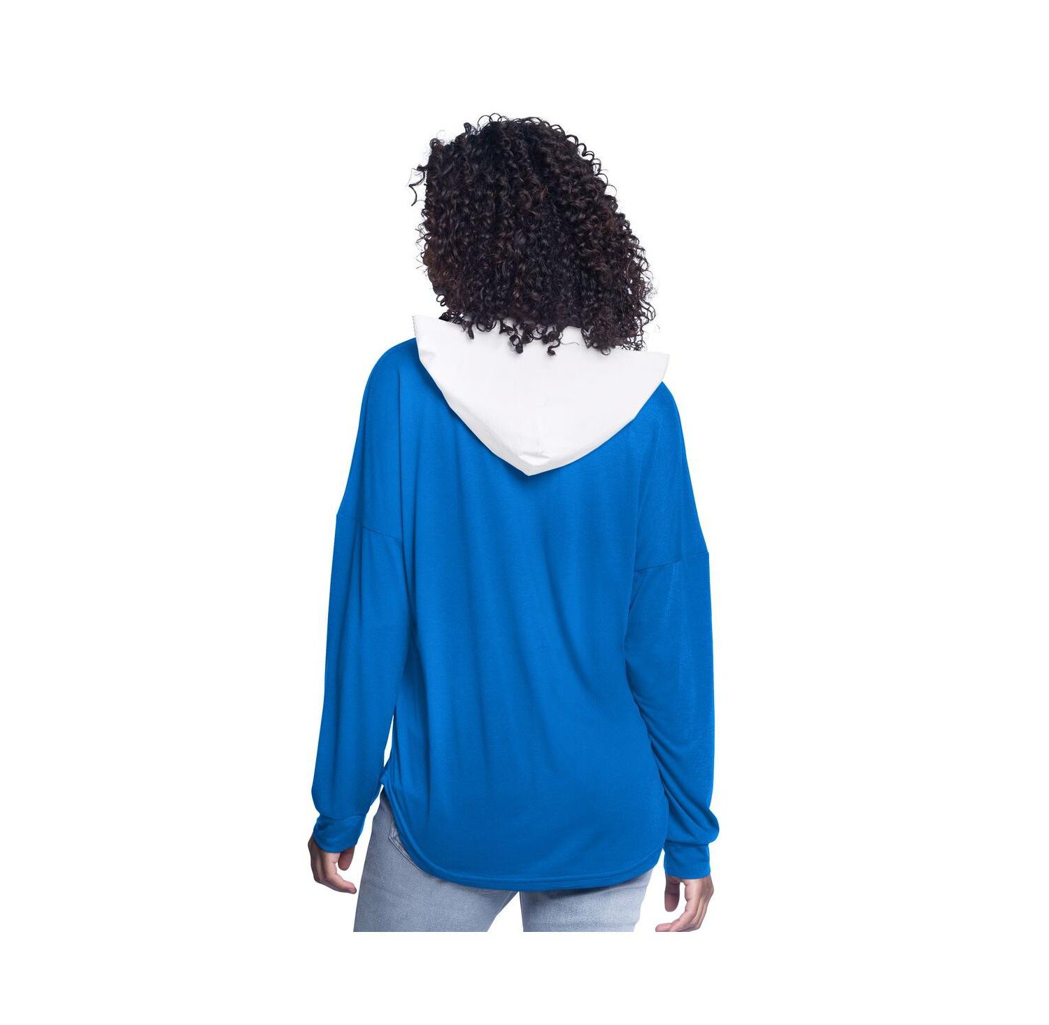 Women's Blue Dallas Mavericks Bench Player Oversized Long Sleeve Hooded Top