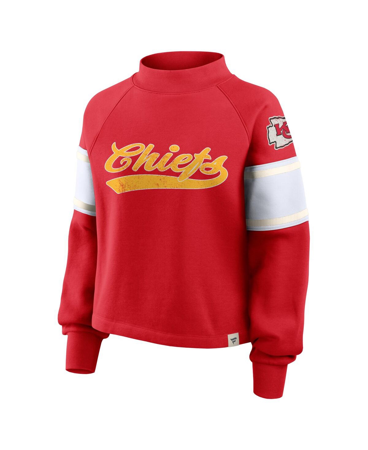 Fanatics Women's Red Kansas City Chiefs Oversized Hometown Toss Sweep Raglan Pullover Sweatshirt In Red
