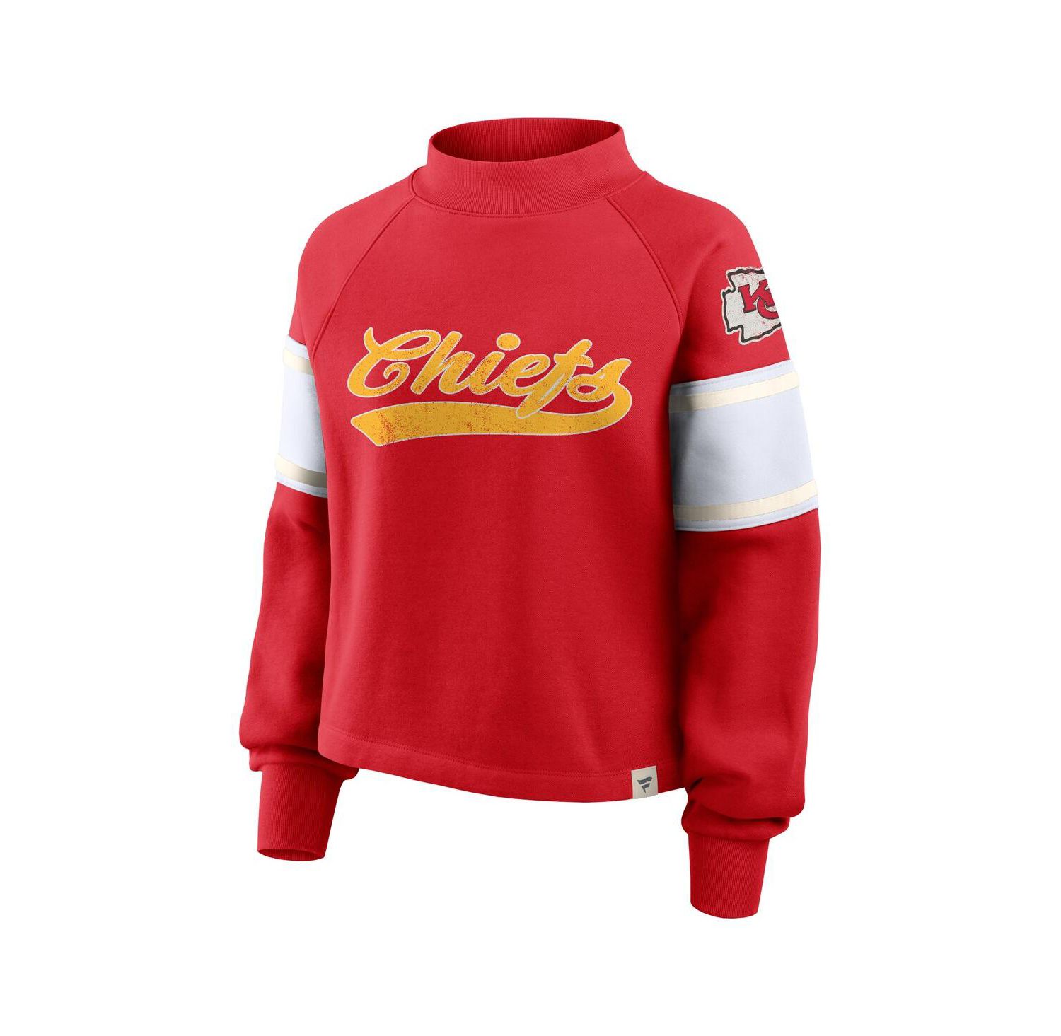 Women's Red Kansas City Chiefs Oversized Hometown Toss Sweep Raglan Pullover Sweatshirt