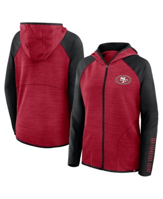 Fanatics - Women's Scarlet/Black San Francisco 49ers Redzone End Around Pass Raglan Full-Zip Hoodie