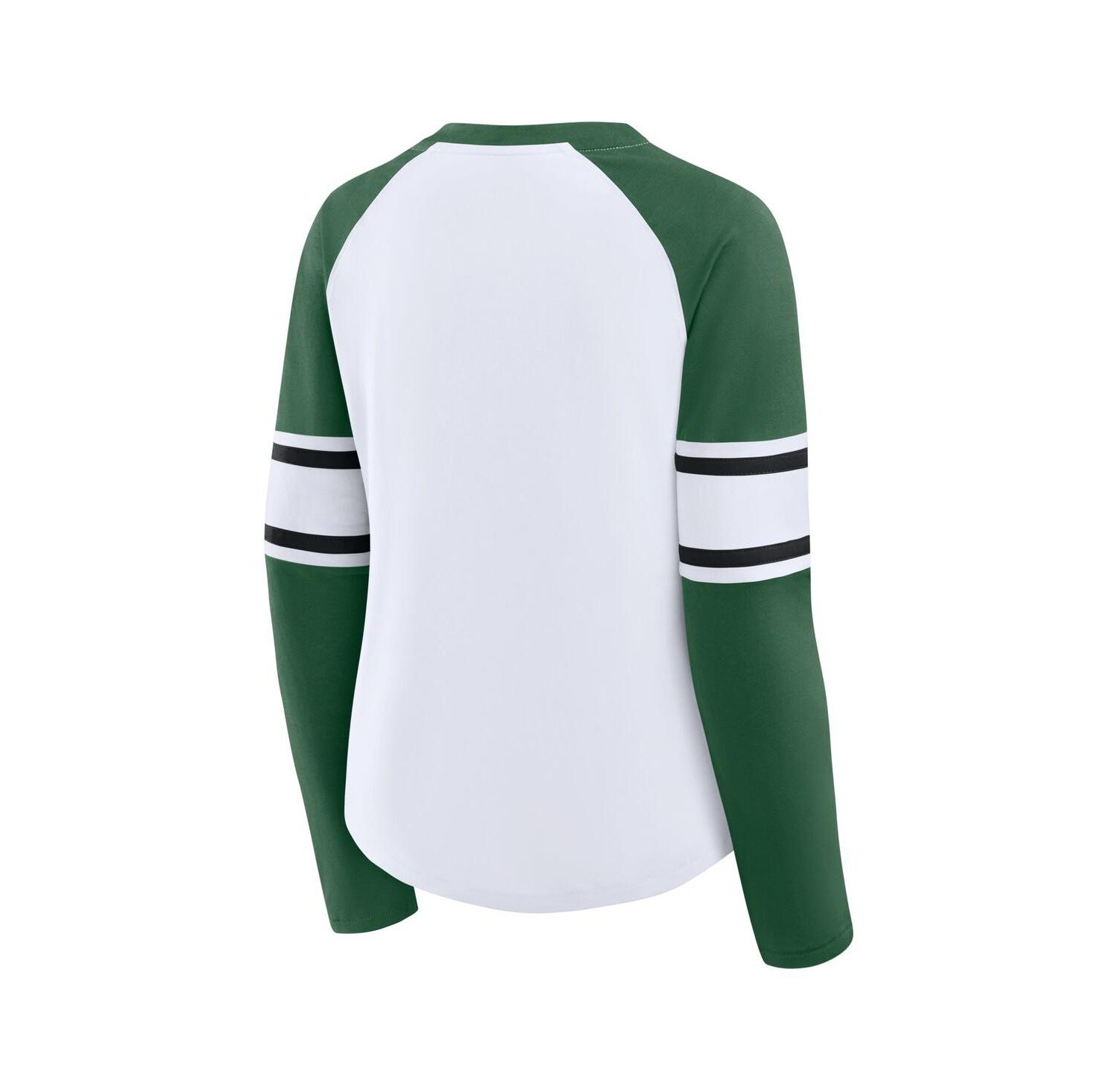 Women's White/Green New York Jets Redzone Blitz Package Raglan Lace-Up V-Neck Long Sleeve T-Shirt