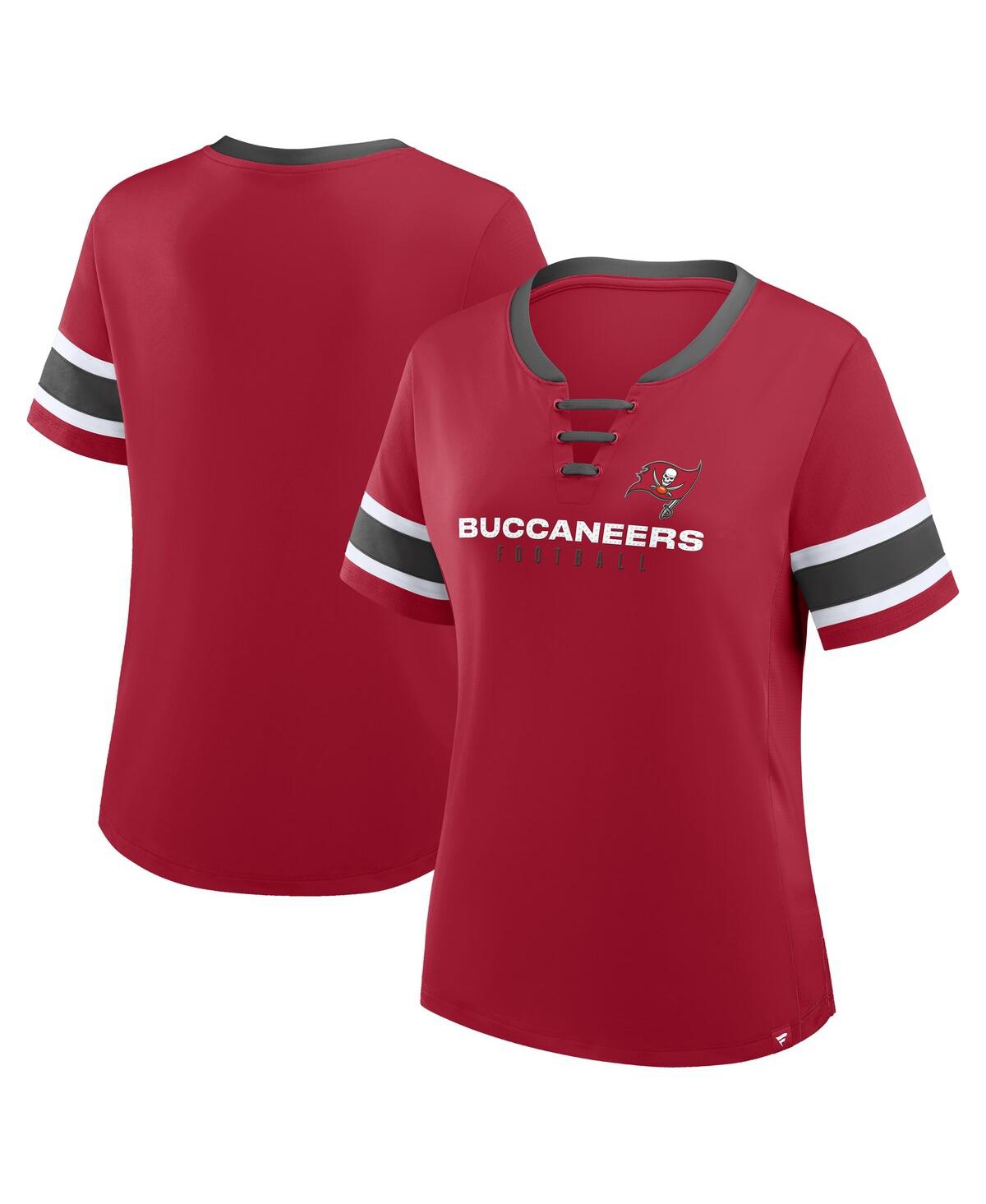 Fanatics Women's Red Tampa Bay Buccaneers Redzone Draw Play Athena Lace-Up T-Shirt