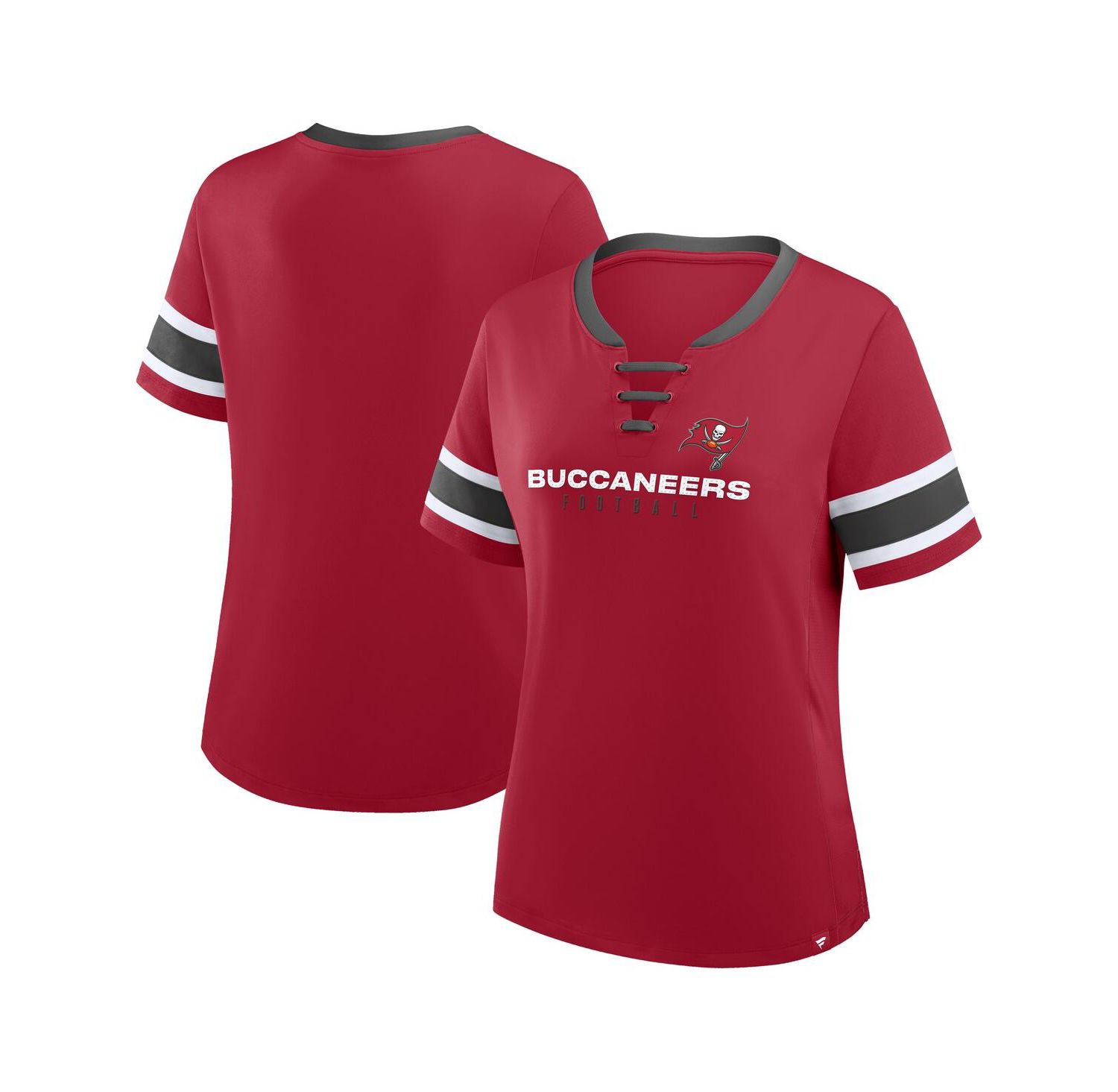 Women's Red Tampa Bay Buccaneers Redzone Draw Play Athena Lace-Up T-Shirt