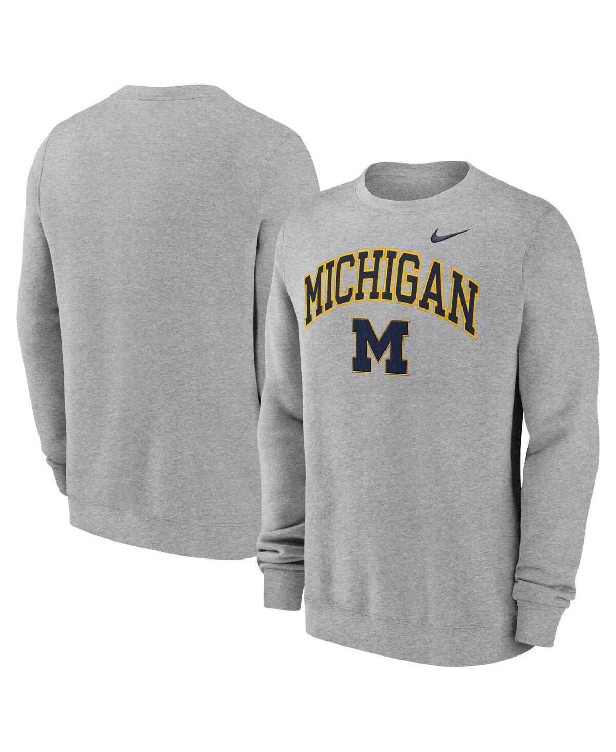 Nike Men's Gray Michigan Wolverines Arch Pullover Sweatshirt In Gray