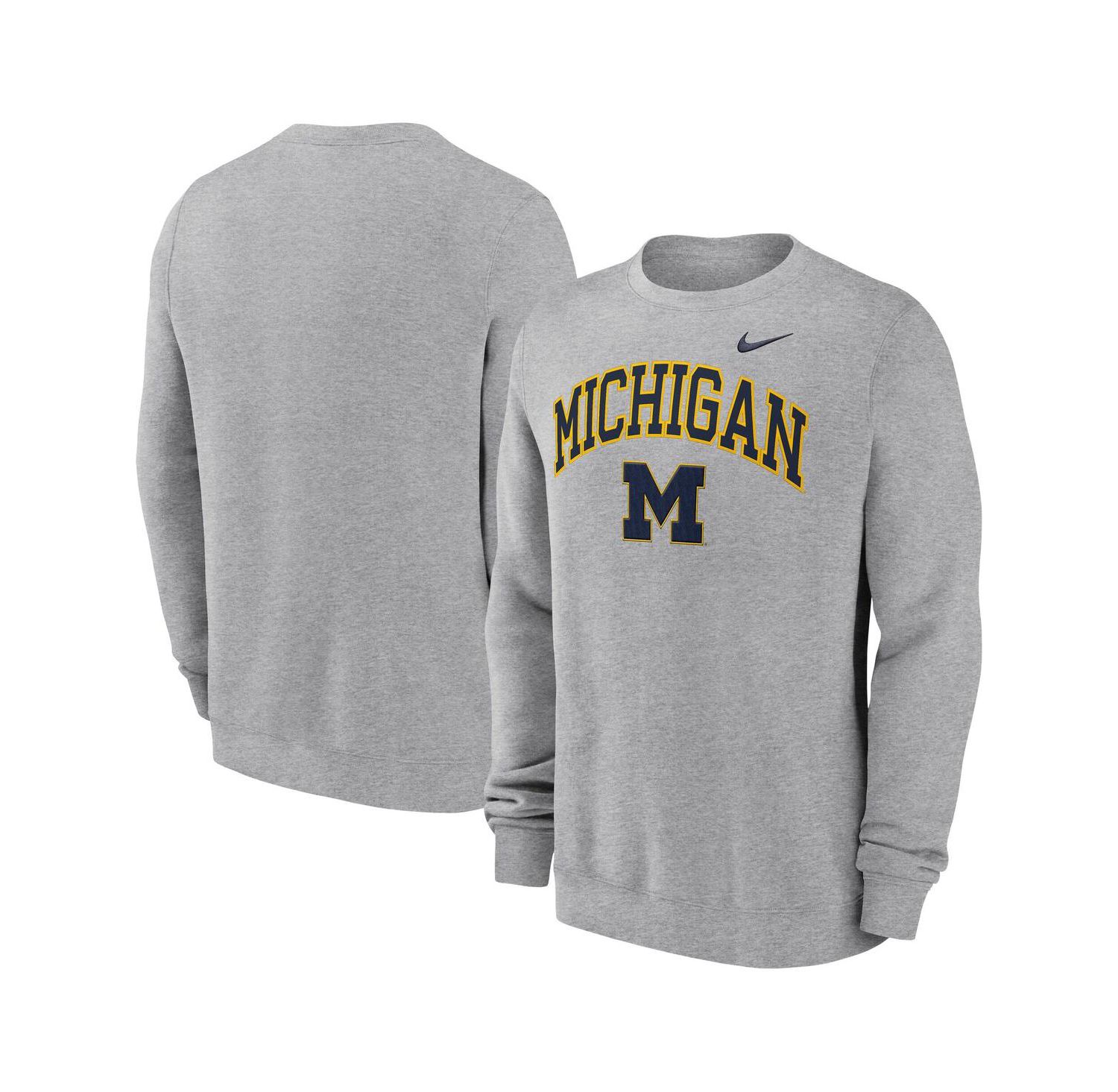 Men's Gray Michigan Wolverines Arch Pullover Sweatshirt