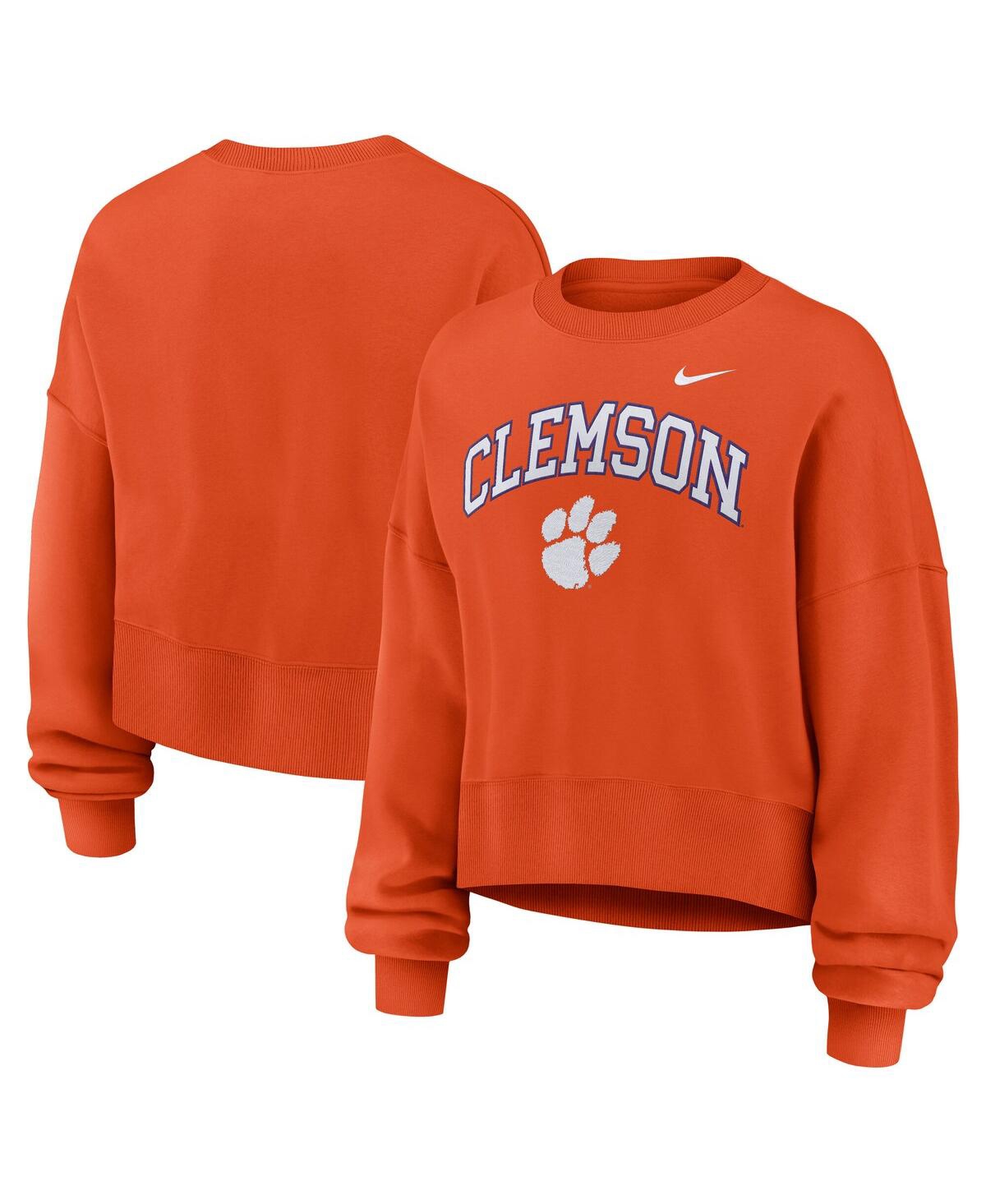Nike Women's Orange Clemson Tigers Oversized Phoenix Arch Pullover Sweatshirt In Orange