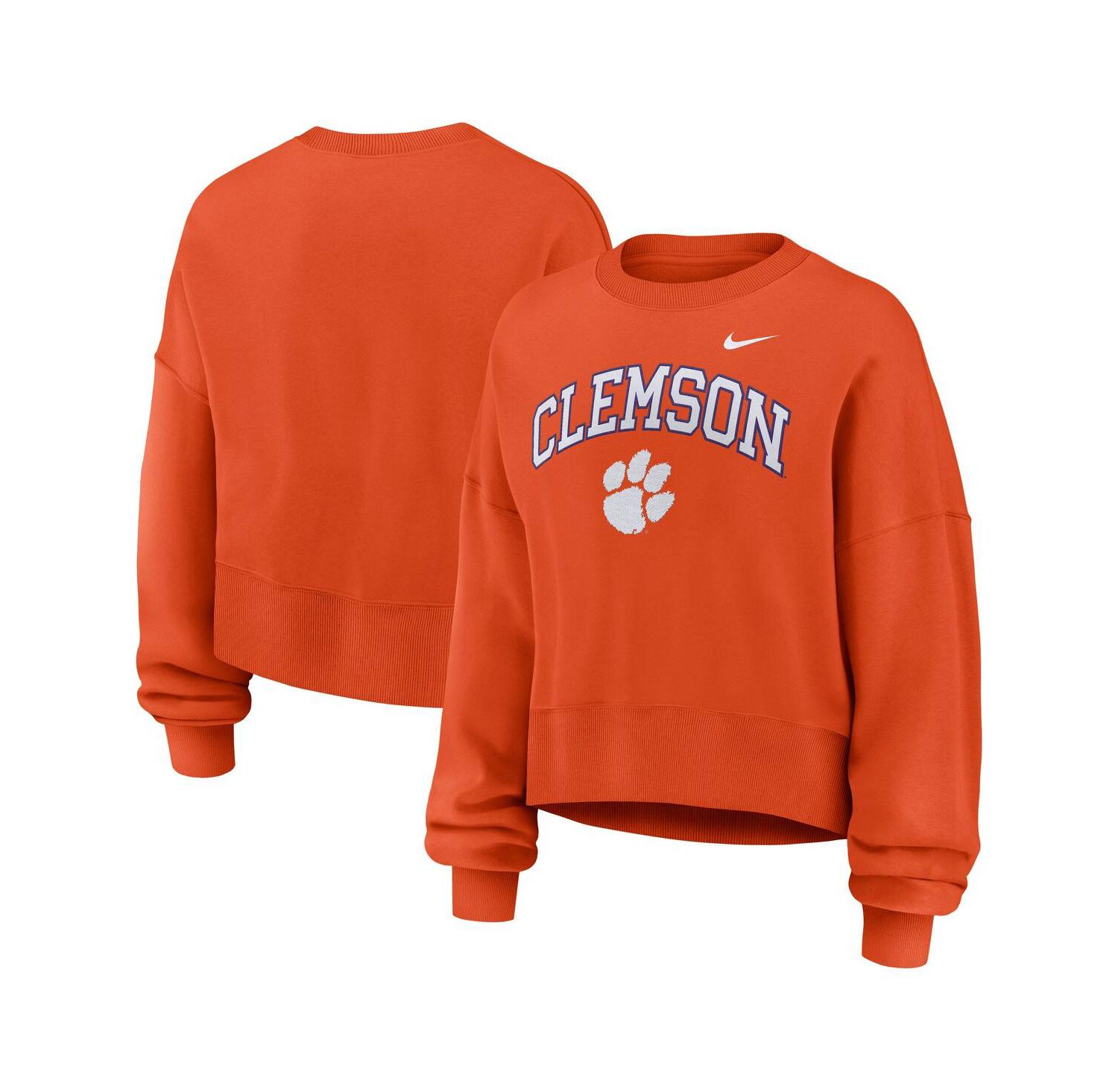 Women's Orange Clemson Tigers Oversized Phoenix Arch Pullover Sweatshirt