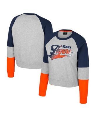 Colosseum - Big Girls Heather Gray Auburn Tigers Katinka Rhinestone Pullover Sweatshirt