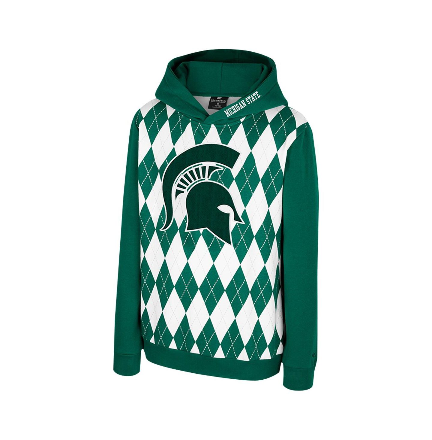 Детское худи Colosseum Green Michigan State Spartans Argyle The Dealio Pullover — фото 3
