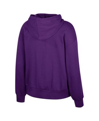 Women's Purple LSU Tigers Reflection Rhinestone Drawcord Pullover Hoodie