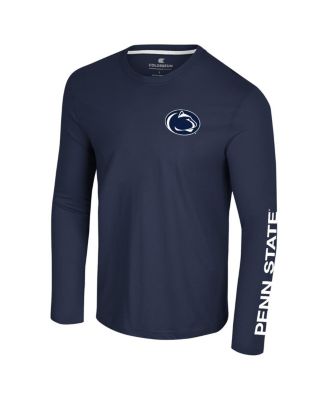 Men's Navy Penn State Nittany Lions Logo Lockup 3-Hit Active Blend Long Sleeve T-Shirt