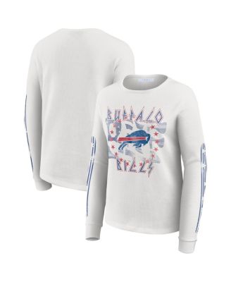 WEAR by Erin Andrews - Women's White Buffalo Bills Graphic Waffle Long-Sleeve T-shirt