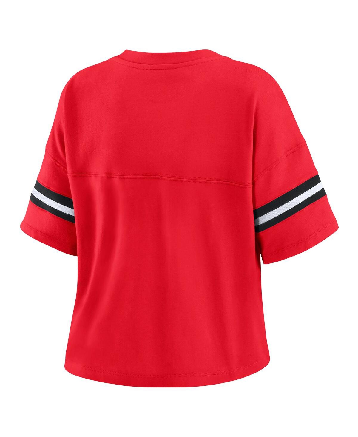 Wear By Erin Andrews Women's Red Chicago Bulls Plus Size Color Block Boxy V-neck T-shirt In Red