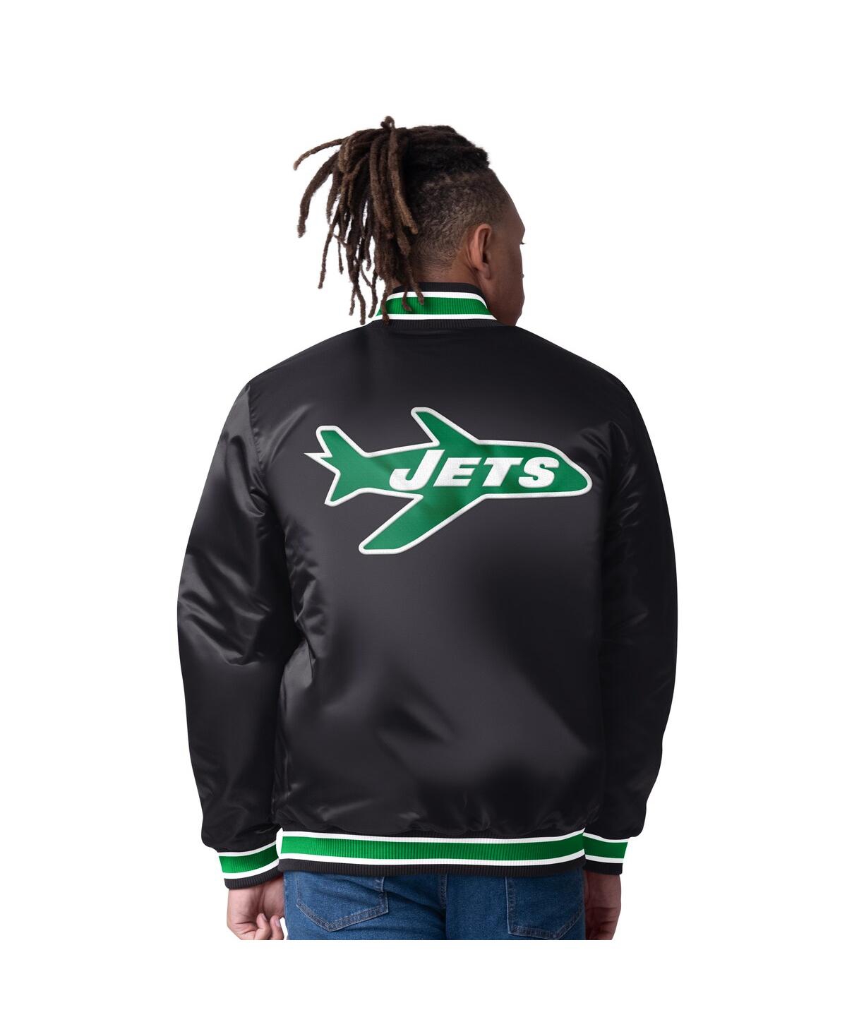 Starter Men's Green/black New York Jets Closer Reversible Satin Full-snap Jacket In Green