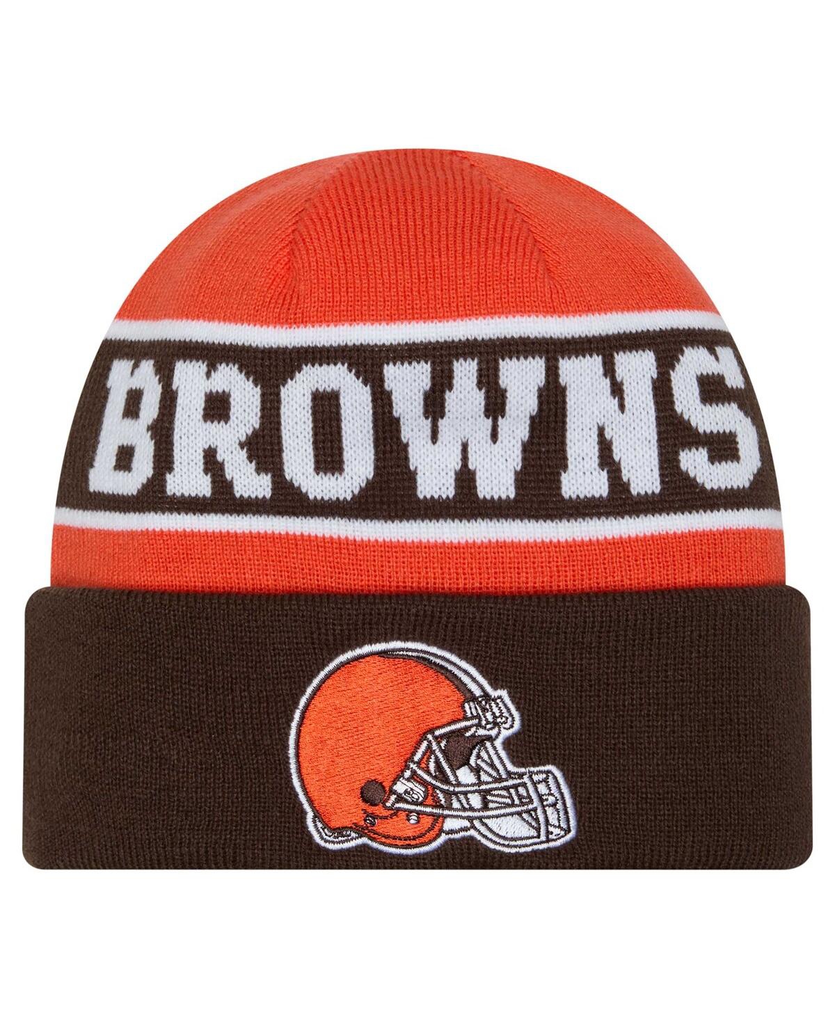 New Era Men's Brown Cleveland Browns Reverse Cuffed Knit Hat In Brown