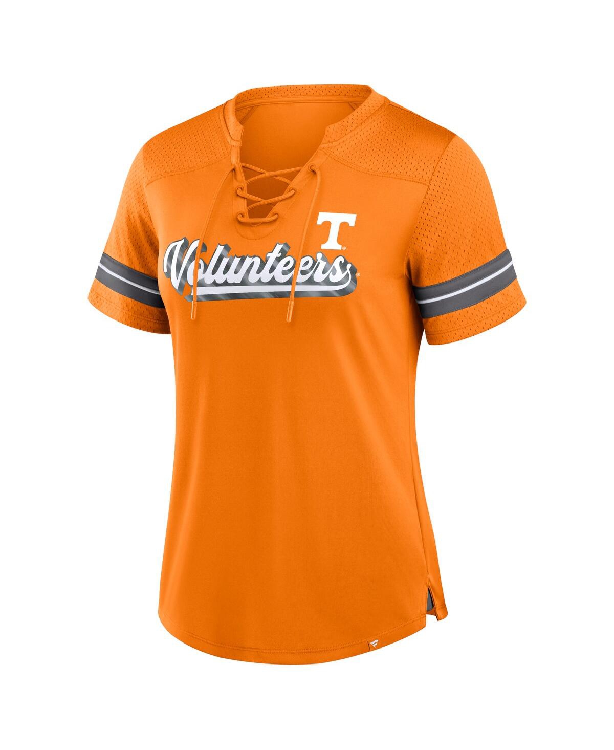 Fanatics Women's Tennessee Orange Volunteers Fundamental Overtime Readiness Athena Lace-Up V-Neck T-Shirt