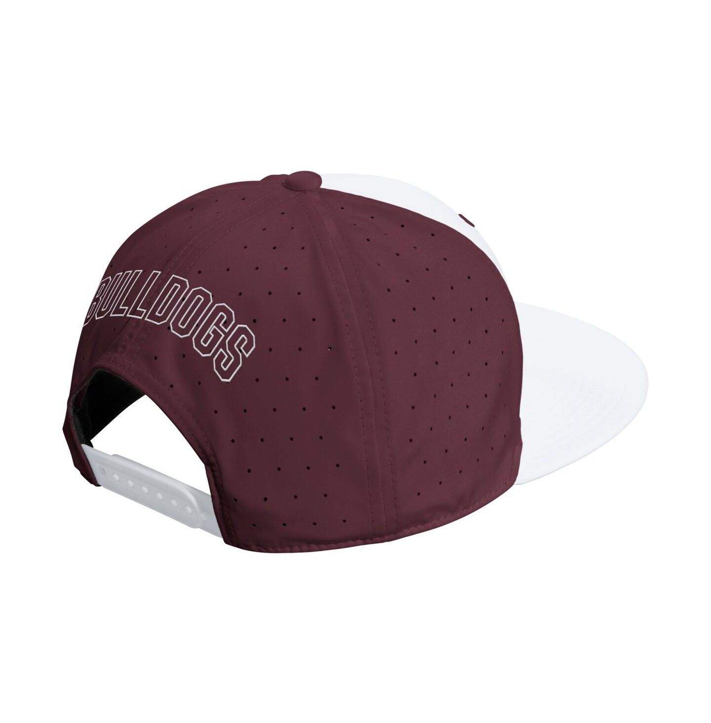 Кепка adidas White/Maroon Mississippi State Bulldogs Performance Flat Bill Adjustable Hat — фото 2
