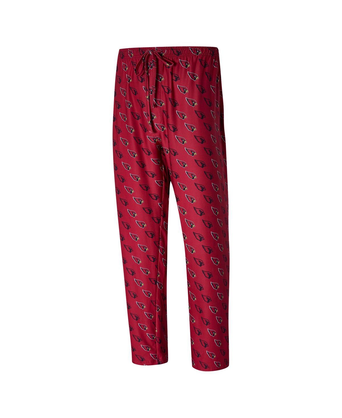 Concepts Sport Men's Cardinal Arizona Cardinals Record Allover Print Knit Pants In Burgundy