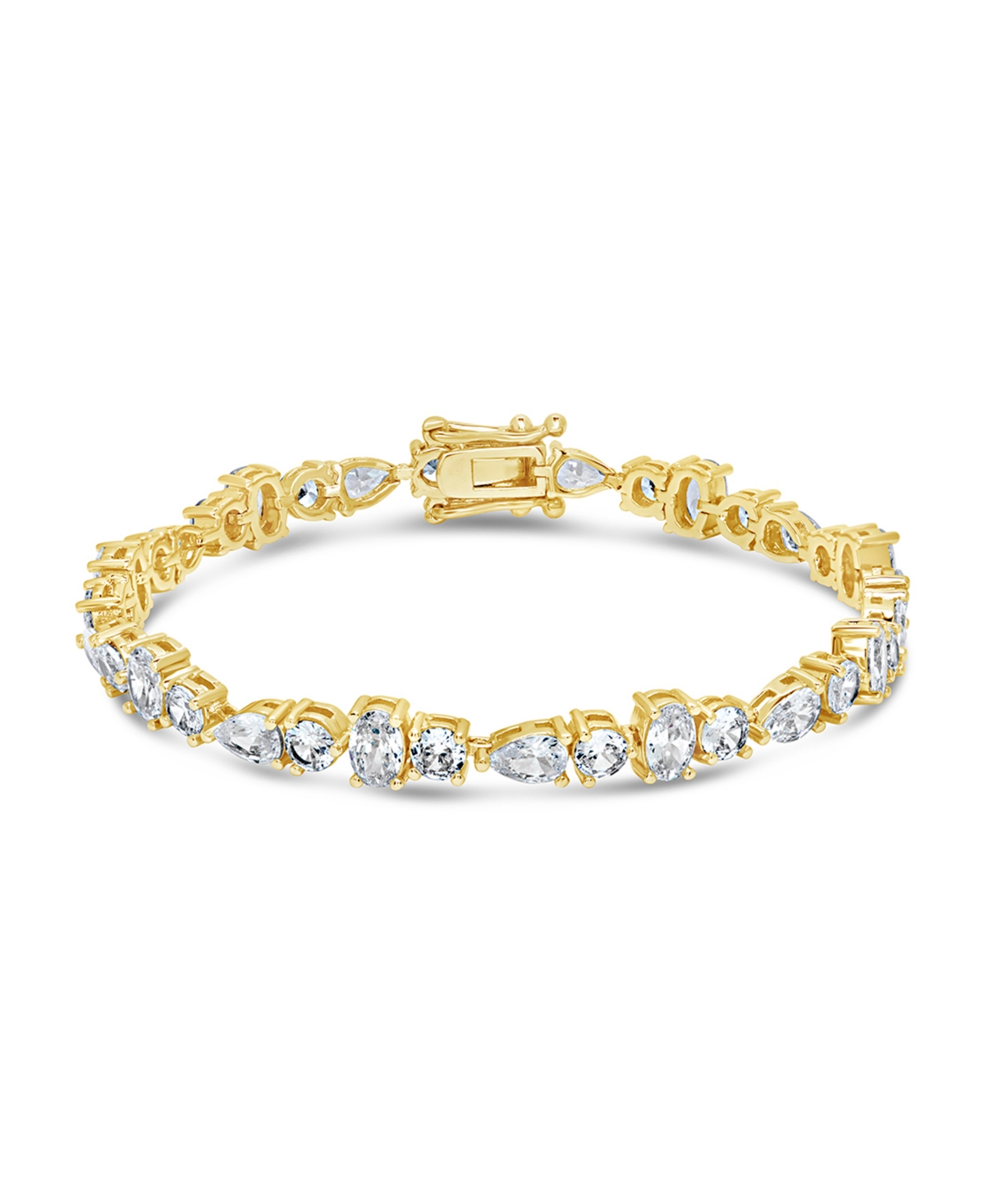 Sterling Forever Billie Cubic Zirconia Tennis Bracelet In Gold