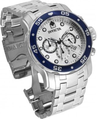 Men's 80058 Pro Diver Quartz 3 Hand Silver Dial Watch