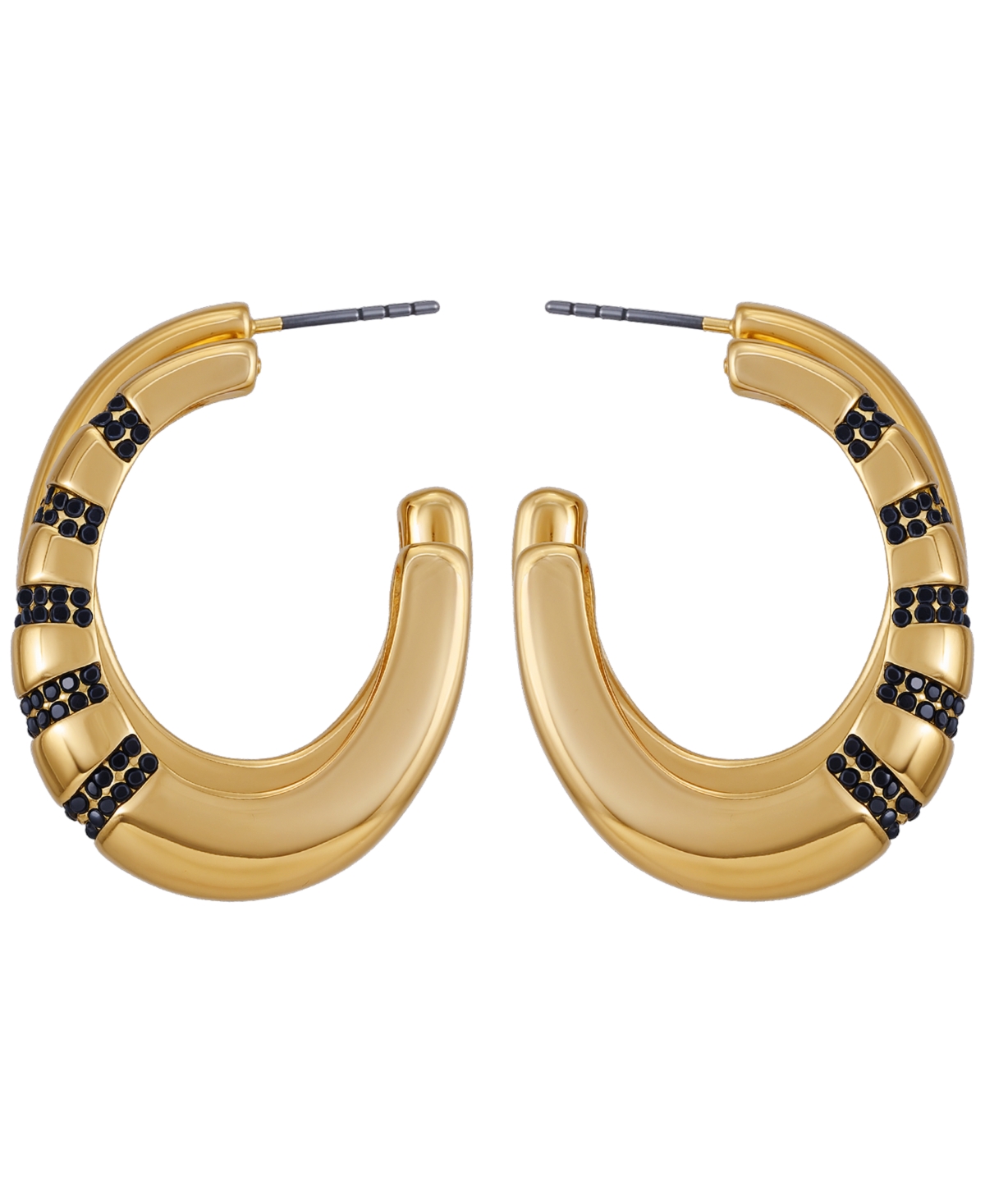 Guess Glass Stone Gold-tone Huggie Hoop Earrings