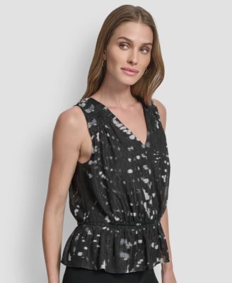Women's Crinkle Detail Peplum Pull On Top