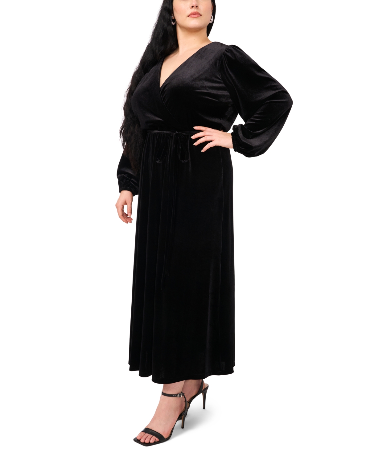 Msk Plus Size Fit And Flare Maxi Dress In Black