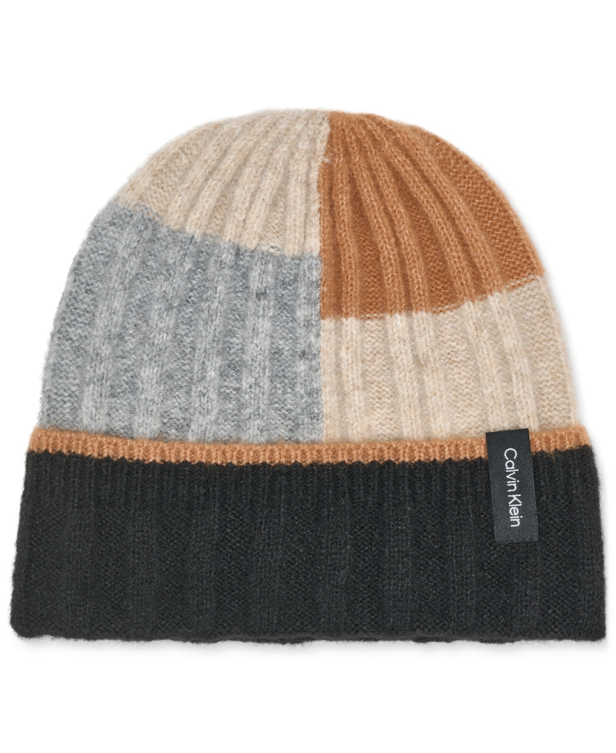 Calvin Klein Patchwork Knit Beanie In Multi