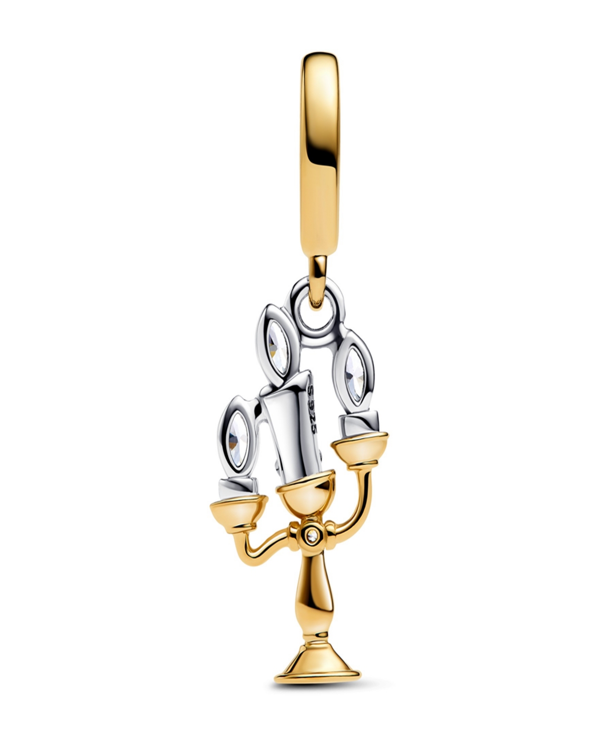 Pandora Two Tone Disney Beauty And The Beast Lumiere Dangle Charms In Gold