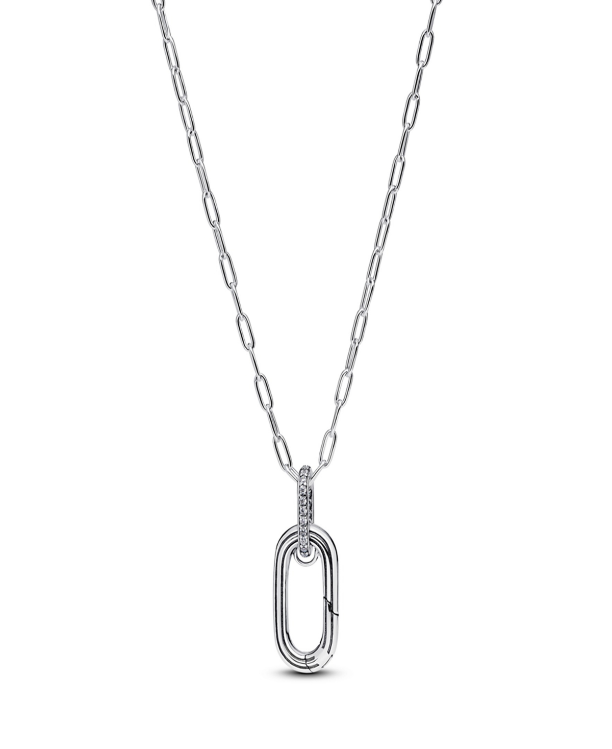 Pandora Cubic Zirconia Openable Link Pendant Necklace In Silver
