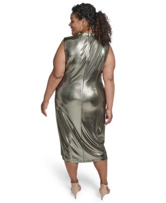 Plus Size Cowl Neck Side Ruched Dress